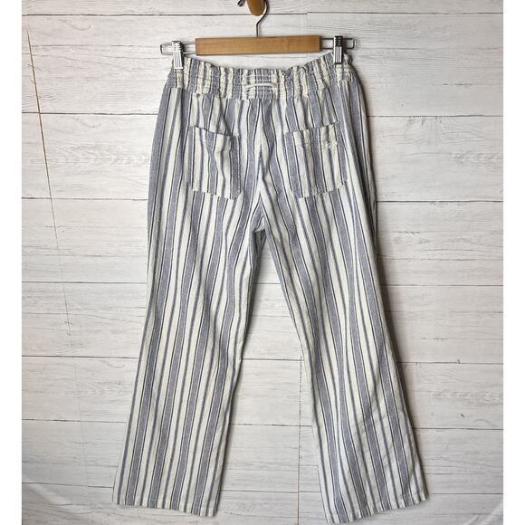 Roxy Pants Womens Size XL Blue & White Oceanside Stripe Flare Beach Linen Blend - Picture 13 of 16